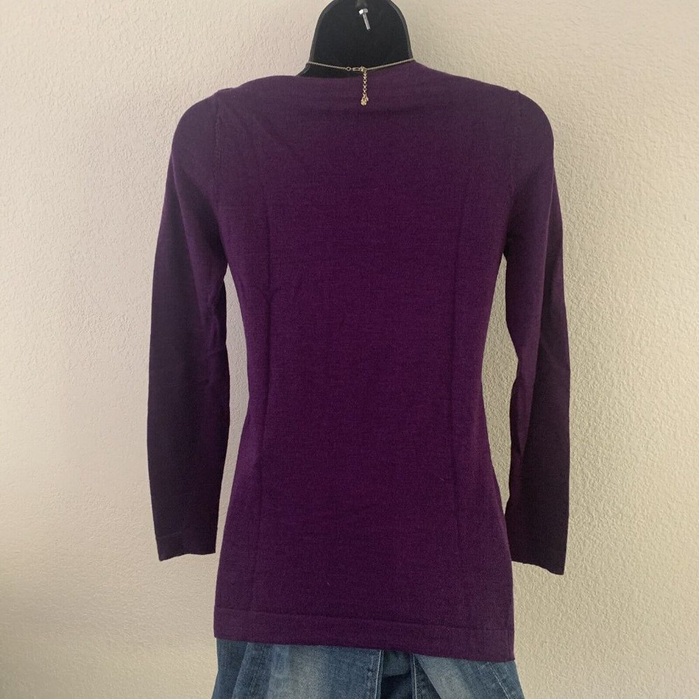 Eileen Fisher Petite xs Italian Merino Wool Boatneck Tunic Sweater Top Plum - Picture 7 of 7